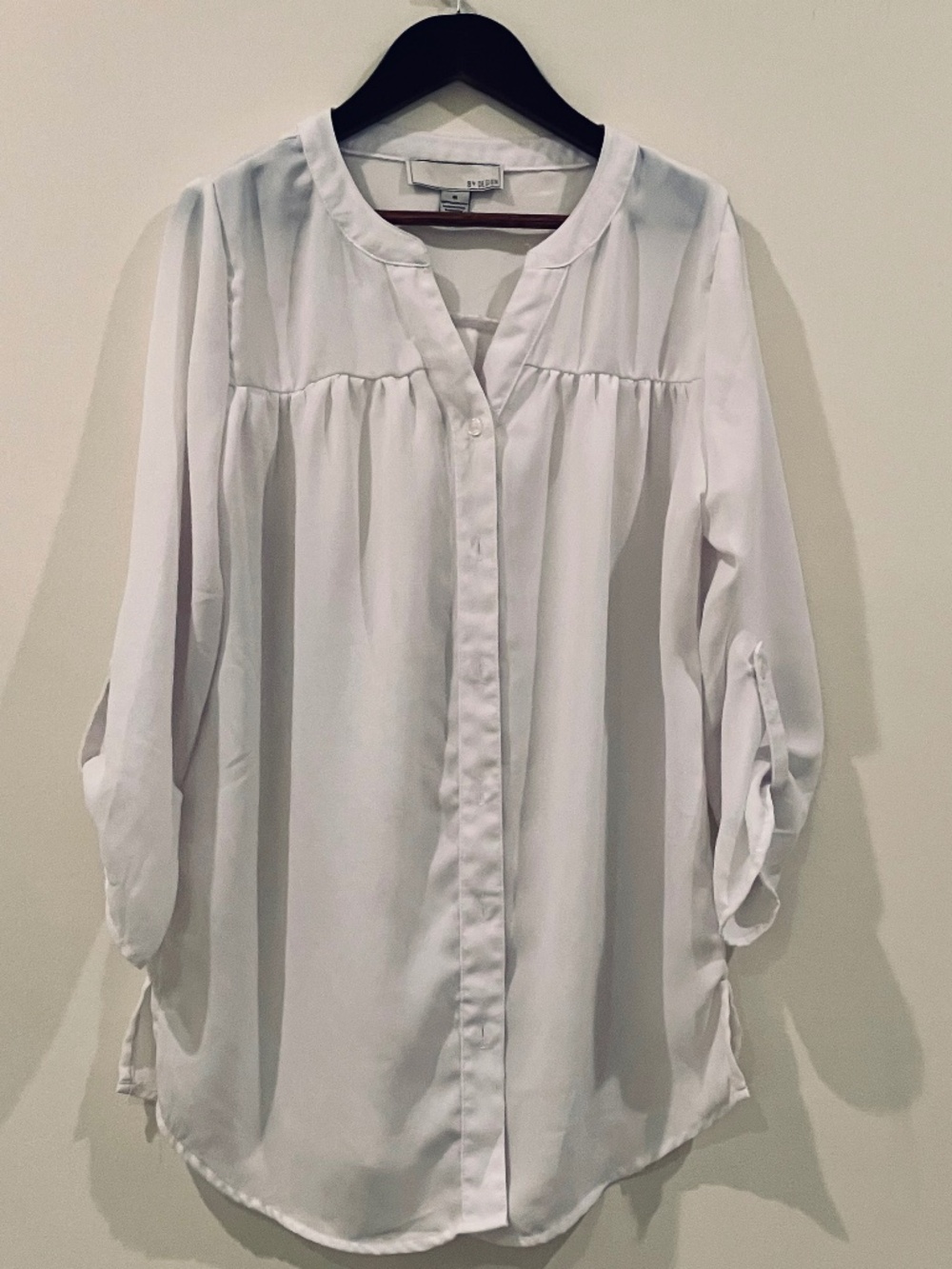 BY Design White Button Front Mandarin Collar Blouse